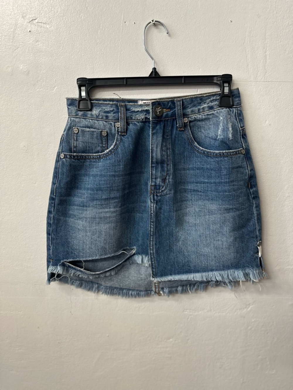 One x one teaspoon Denim Distressed Mini Skirt - Blue